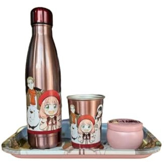 Homadict - Caja de Regalo Spy x Family: Botella Isotérmica + Bandeja de Metal + Caja + Vaso - Licencia Oficial Spy x Family