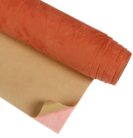 CRE8TIVE Papier Peint Orange en Feltre Autocollant Papier Peint pour Chambre en Velours Épais Papier Peint Autocollant Floqué Film pour Meubles Boîte à Bijoux Plan de Travail Papier Peint pour Chambre
