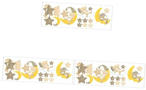 VICASKY 3 Stücke Stern Und Mond Thema Kinder Aufkleber Selbst-adhesive Cartoon Design Aufkleber Für Home