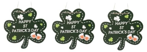IMIKEYA 3St -Auflistung Ammer am St. Patricks Day Willkommensdekorationen für zu Hause Tag Saint Patrick's Day Willkommensdekoration Türanhänger Türschild mit Kleeblattmuster hölzern