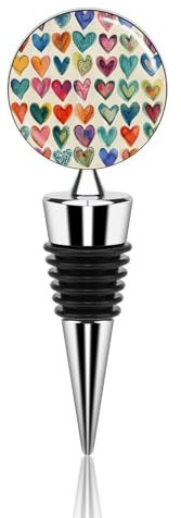 Color Heart Image Bottle Stopper Beverage Bottle Sealer Reusable Wine Stopper Personalised Champagne Stopper Unique Wine Bottle Corks Keep Fresh Suitable for Standard