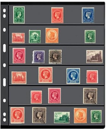Paquete de 10 páginas de recambio para álbum de sellos, 9 hojas de colección de doble cara, almacenamiento de monedas de fondo negro, insertos estándar de 8.5 x 11 pulgadas