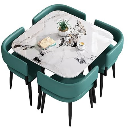 Modernes 5-teiliges Esstisch-Set mit 4 Stühlen für kleine Räume, Küchenmöbel für Esszimmer, quadratisch/rund, moderner Besprechungstisch und Verhandlungsstühle