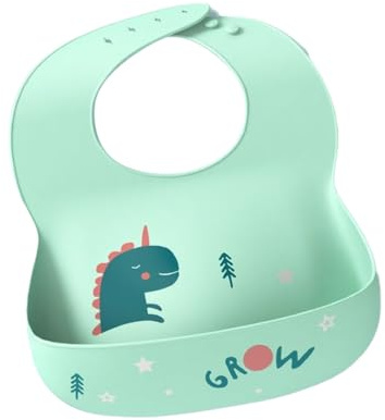 SGERUFZ 1 Pcs Bavoirs Bébé Bavoir Silicone Souple Bavette Vert Recuperateur Imperméable Ajustable Enfant Waterproof Bavoir Repas