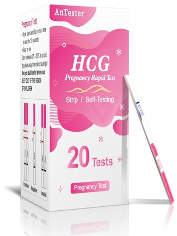 AnTester 20x Pregnancy Test Strips Kit with Urine Cups hCG Test Strips - Early Detection Home Rapid Prenancy Tests Kit 10mIU/mL