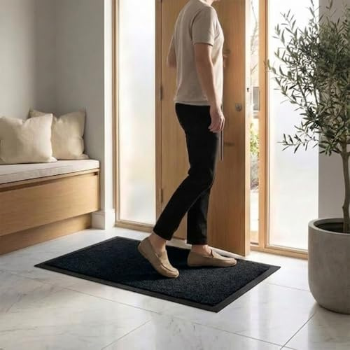 Rugs Inn Twist Rubber Doormat– Outdoor & Indoor Heavy Duty Non-Slip Door Mat for Kitchen Garden, Inside & Outside Floor Mats, Waterproof and Dirt Trapper Entrance Mats (Black, 40x60 cm)