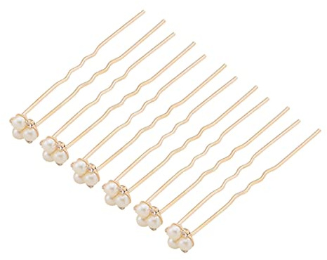 FOMIYES Horquillas Cabello Forma De u Perlas y Cristales De Imitación 12 Piezas, Color Oro Rosa, Palillos Decorativos Para Mujer y Novia, Accesorio Para Bodas y Fiestas