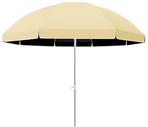 KXWOQ3ED Parasol de Jardin Rond, 180/200/240 cm Parasol de Table Extérieur Portable, Hauteur Réglable, UPF50+ Parasol de Pique-nique pour Plage, Patio, Terrasse(Beige,220cm/7ft)