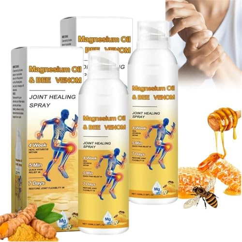 Magnesium Oil & Bee Venom Joint Healing Spray,Bee Venom Pain Relief Spray,Magnesium Joint Spray,Bee Venom Arthritis Spray for Muscle and Joint Recovery (2 Pcs)
