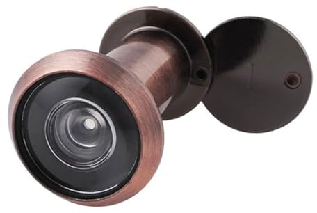 Visor de puerta con lente de ángulo de 220 grados y cubierta de privacidad, agujero espía de 16 mm para puerta delantera de 35-60 mm de grosor, cobre para oficina y hogar (cobre antiguo)