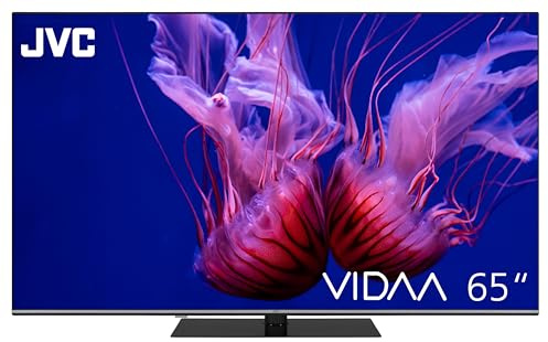 JVC QLED Fernseher 65 Zoll Smart TV VIDAA LT-65VDQ6555-4K UHD Fernseher, HDR TV mit Dolby Vision, Dolby Atmos, 6 Monate HD+ inkl. und integriertem Triple-Tuner, LED TV schwarz