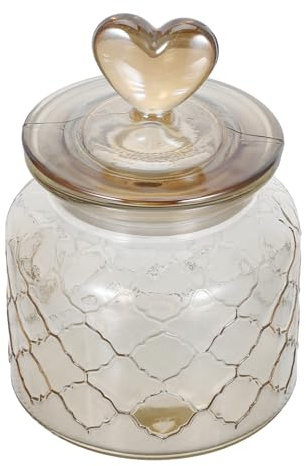 Sosoport Herzförmiges Glasgefäß mit Deckel aus Glas, Braun, Bleifrei