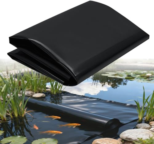 Hocamel 6x6m Teichfolie,Teichwanne Stärke 0.5mm-HDPE Schwarz Teichplane Dichtungsfolie Teichmembran Schwimmteich Folie,für Fischteiche, Brunnen, Wassergarten und Wasserfall,Gartenteich