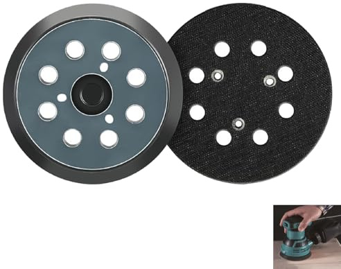2 pezzi tampone, vassoio 125 mm 8 fori levigatura con 3 fori per viti, tamponi di ricambio per levigatrice orbitale, compatibile con BO5041 M9202B M9204B DBO180 DW421 DW423