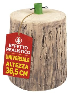 MOHOME Base Albero di Natale Tronco Effetto Legno Realistico 36,5 x 30 cm Ceppo Base Rialzata Supporto Robusto Stabile Resistente Addobbi Decorativi Natalizi