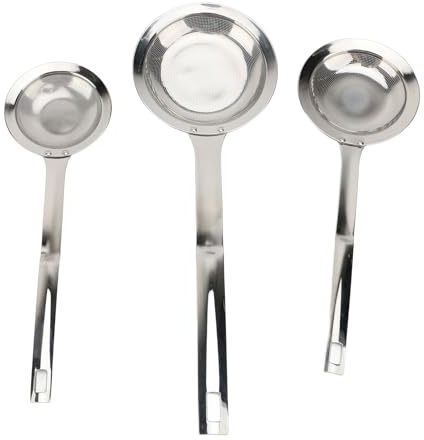 Glomora 3 Piezas Cucharas espumaderas Filtros de Malla Fina de Acero Inoxidable 304 Filtros de Aceite de Espuma para separación Grasa de Espuma Flotante