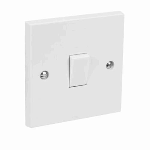 Single Gang Light Switch 10Amp 1-Gang 2-Way Q302 Light Switch With Fixing Screws & Screw Covers, Wall Mounted, White