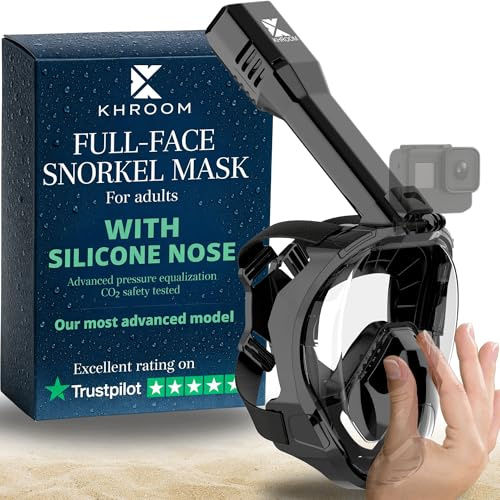 Khroom Pro Plus, prima maschera integrale da snorkeling per adulti, con tasca per il naso per equalizzare la pressione, attrezzatura da snorkeling, maschera da snorkeling per adulti, maschera