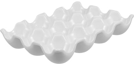 Alipis Contenitore Design Semplice Elegante e Ceramica 12 Griglie Bianco per Uova Organizer Resistente al Forno per Frigorifero e Cucina