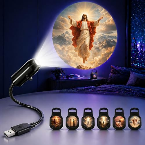TnLnYn Faith Night Light Projector, 2 in 1, Mini USB Projection Light, 360 Rotating LED Projector, Suitable for Car or Room Ceiling Decoration Accessories, Faith Gift for