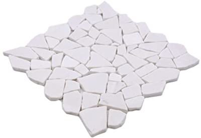 Mosaik Fliese Marmor Naturstein Bruch Ciot weiß für BODEN WAND BAD WC DUSCHE KÜCHE FLIESENSPIEGEL, Mattengröße: 315x315 = 0,10 qm, Steingröße: 15-69x8 mm - 1 Matte