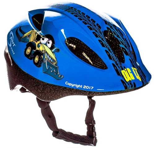 SportDirect™ Kids Bike Helmet Boy Girls Skateboard/Scooter/Bike Helmet Blue 'Digger' 48-52cm Childs Bicycle Helmet Protection Age 2-8 Small Adjustable Lightweight CE-EN 1078:2012:A1:2012 standards