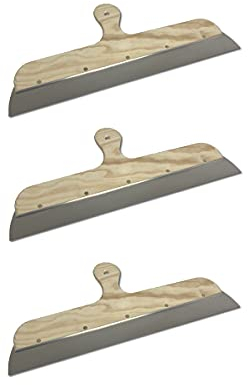 3er Set DEWEPRO® Edelstahl Fassadenspachtel - Dekorspachtel - Flächenspachtel - Flächenrakel mit Aluhalter und Holzgriff - Größe: 500x45mm