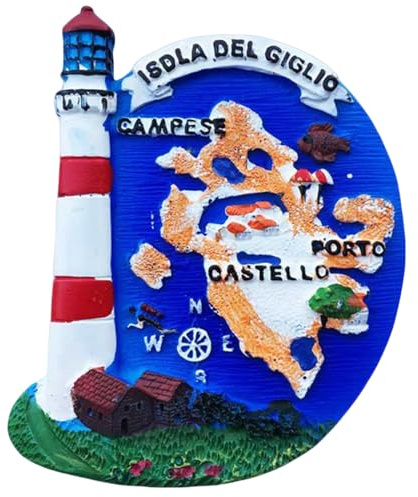 Giglio Island Italy 3D-Kühlschrankmagnet, Leuchtturm-Stil, Reiseaufkleber, Souvenir, Heim- und Küchendekoration, Italien, Kühlschrankmagnet