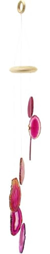 Budawi® Achat Windspiel pink 70 cm | Gefärbte Achatscheiben | Naturstein Windspiel | Dekoration