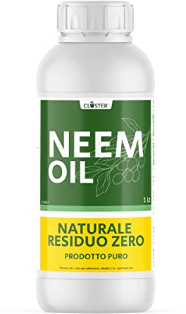 CLOSTER Olio di Neem per Piante Puro Liquido Concentrato (1 LT) - Ridona bellezza alle piante e le protegge - Naturale e sicuro - Contro Insetti Parassiti Acari Cocciniglia Afidi Zanzare