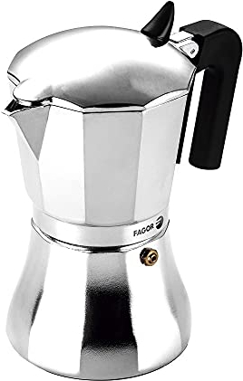 Fagor Cupy Cafetera Italiana, Inducción, Aluminio, Express, 6 Tazas Café, Apta para todas las Cocinas, Vitrocerámica, Gas, Eléctrica, Junta de Silicona Gran Durabilidad