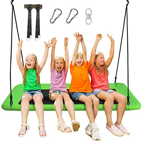 COSTWAY Altalena Giardino per Bambini, Con Corde Regolabili (Verde) | Altalena 150 cm con Struttura in Acciaio, Adatta per Portico Cortile Giardino, Portata 150 kg