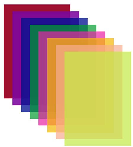 HXC Dyslexia Overlays A4 Colour Overlays for Dyslexia 8pcs Overlays for Reading Dyslexia Aids for Adults Children PVC Guided Reading Overlays for Dyslexia Irlens ADHD Visual Stress