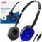 JVC Blue Flat Foldable Colorful Flats On Ear Headphones with Remote and Microphone, 3.94 Foot Gold Plated 3.5mm Slim Plug - HAS160MA