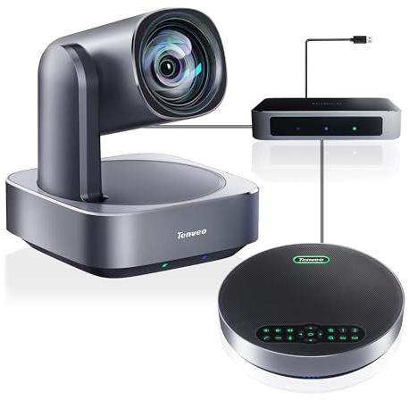 Tenveo VLGroup Cámara PTZ 4K Todo en uno para conferencias con Sistema de Altavoz Bluetooth Lente Gran Angular con Zoom óptico 12X Funciona con Zoom Skype Teams