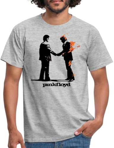 Spreadshirt Pink Floyd Album Cover Und Logo Männer T-Shirt, XL, Grau meliert