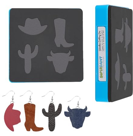 SUPERDANT Pelle Fustellata In Legno Cappello Da Cowboy Stivali Cactus Fustelle per Orecchini In Stile Occidentale Macchina Da Taglio Artigianale In Pelle Fustelle In Finta Pelle per Gioielli Orecchini