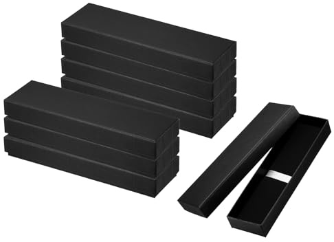 PATIKIL Presentask för pennor, 8-pack tomma pennfodral, kartonglåda, presentation, visningsbox för pennor, kulspetspennor, smycken, affärskontor, svart, Svart