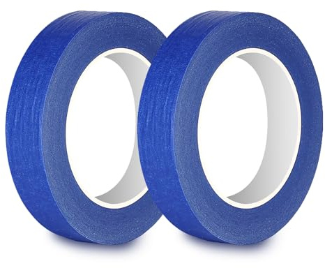 Rusoz Schmales Kreppband Blau 20mm x 50m, Für Präzise Feinarbeiten, Detaillackierung & Saubere Kanten, Flexibel, Wetterfest & Rückstandsfrei Entfernbar