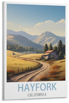 FUUDANG Hayfork California Vintage Travel Poster 08x12inch(20x30cm) Canvas Art Poster And Wall Art Picture Print Modern Family Bedroom Decor Posters