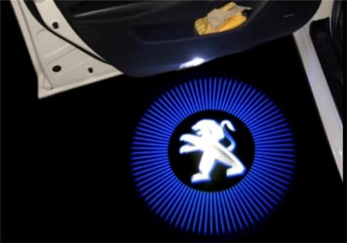 GHCPMQ Luce Benvenuto dell Auto per Peugeot 408 508 RCZ 308CC 3008,Luci LED Logo Proiettori Sottoporta Auto Kit Luce di Benvenuto Ricambi Auto