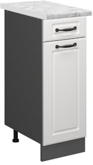 Vicco Schubladenschrank R-Line, Schubladenschrank für die Küche, Weiß Landhaus, 30 cm AP Marmor