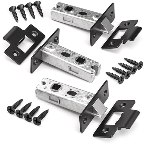 Bwintech 3 Pcs 65mm Steel Black Tubular Latch, Premium Mortice Latch, for Use with Sprung Lever Door Handles
