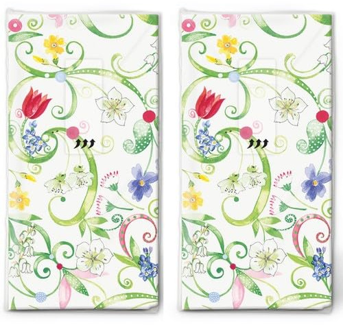 20 einzelne Taschentücher Blumen Blumenmuster. 2 Packungen mit 10 einzelnen Papiertaschentücher bedruckt als Geschenk.