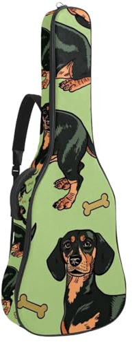 Gitarrentasche für Akustikgitarre mit zwei Taschen, Cartoon-Doggy, wasserabweisend, doppelt verstellbarer Schultergurt, Gitarrentasche, Cartoon-Hund, 42.9x16.9x4.7 in, Stilvoll