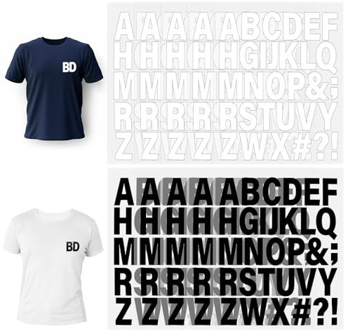 10 Blätter Buchstaben Aufbügeln Wasserdicht Bügel Patches, Buchstaben zum Aufbügeln, 4cm Wasserdicht A-Z Bügelbuchstaben für Textilien für Textilien DIY T-Shirt Kleidung Uniform(Schwarz&Weiß)