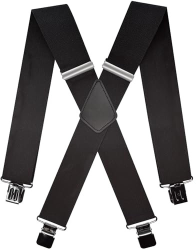 Hosenträger Herren Breit und Stark, Extra Starke Clips, Breite 5 cm, Einstellbare Elastische Träger in X-Form, Geeignet für Männerund Frauen, Robust und Vielseitig für Beruf, Freizeit,Schwarz