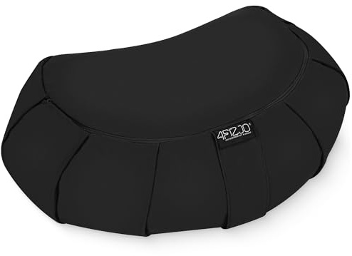 4FIZJO Halbmond Yogakissen mit Buchweizenschalen, Meditationskissen, Natürliche Füllung, Sitzkissen Perfekt für bequemes Yoga, Meditation, Achtsamkeit | 40x30x12 cm | Schwarz