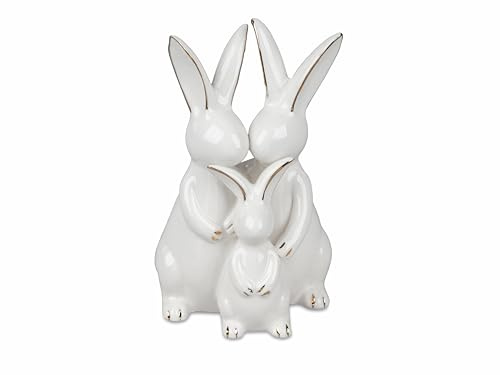 formano Geschenke und Dekoration zu Ostern- Hasengruppe, Hasenfamilie 14cm aus Porzellan in Weiss/Gold Osterhasen