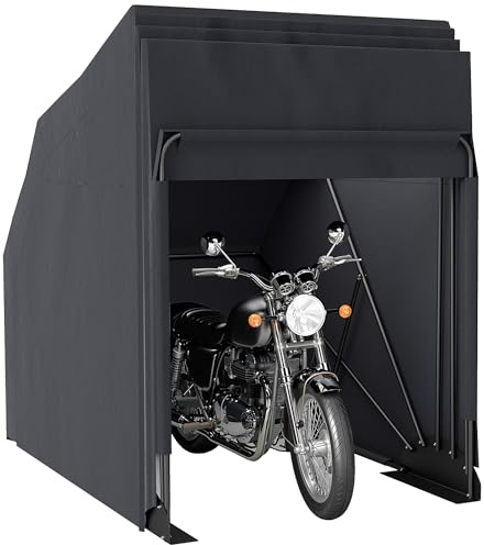 Outsunny Copertura moto pieghevole per moto all'aperto con finestra impermeabile Garage moto Tessuto Oxford Copertura telo moto per 2 moto Scooter 345cmx135cmx191cm Nero